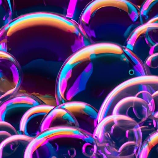 Shiny Soap Bubbles in Hyperrealistic Splash Art