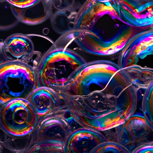 Hyperrealistic Shiny Soap Bubbles in Splash Art Style