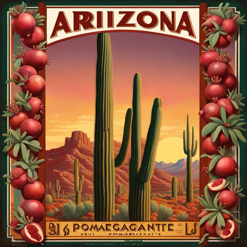 Art Deco Saguaro Cactus Fruit Crate Label