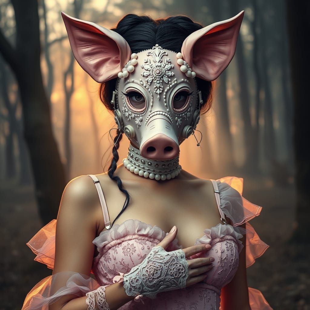 Ethereal Goth Woman in Mystical Forest