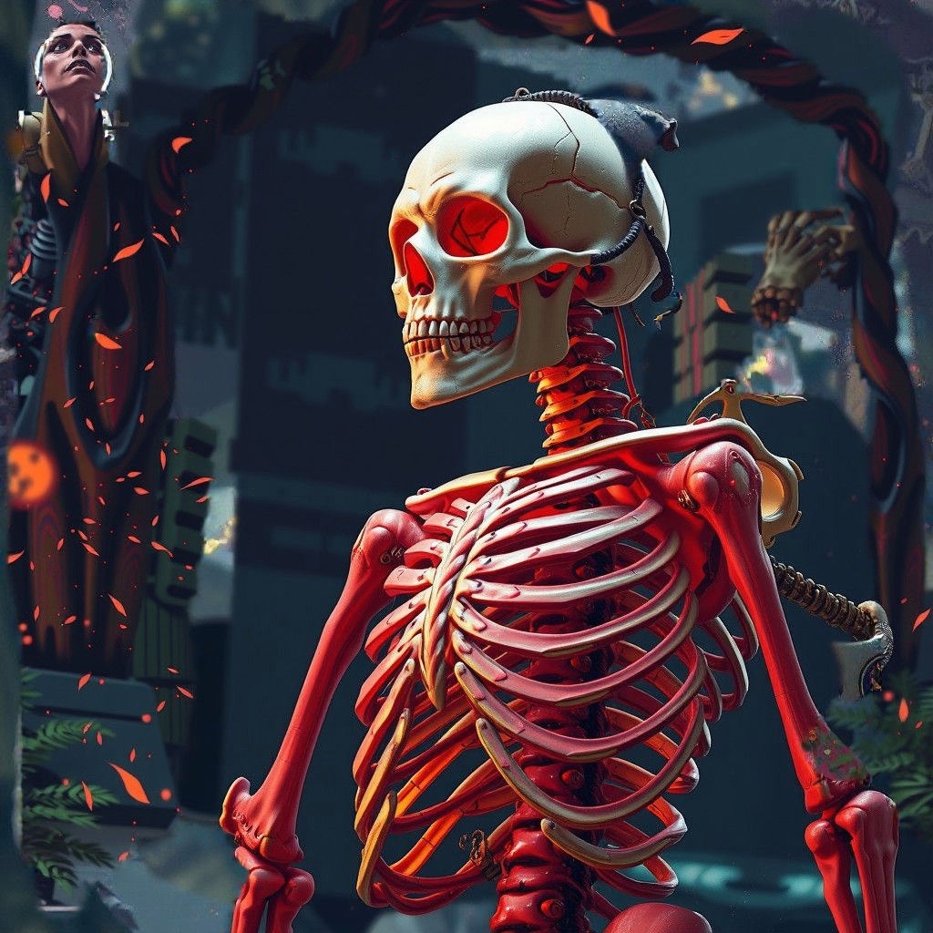 Fantastical Skeleton Art in Deep Colors