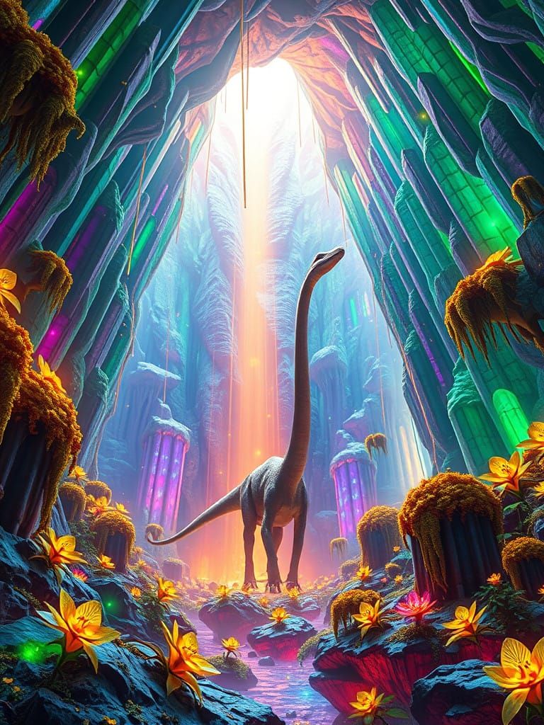 Ethereal Bioluminescent Caverns in Neon Hues