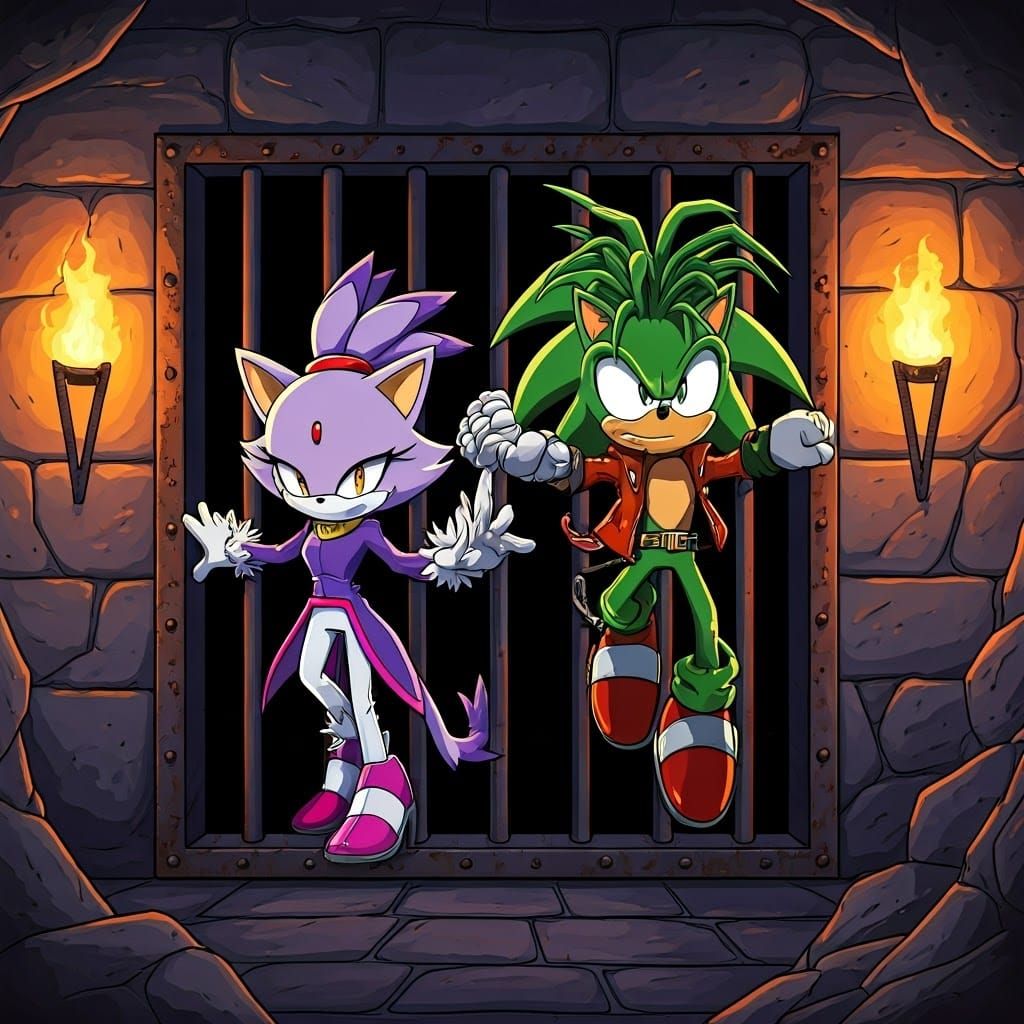 Daring Duo Breaks Free in Dynamic Comic Book-Inspired Scene