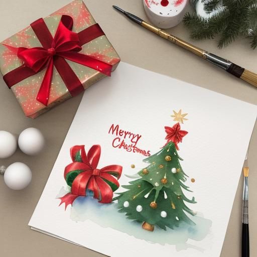 Festive Christmas Scene in Watercolor Style