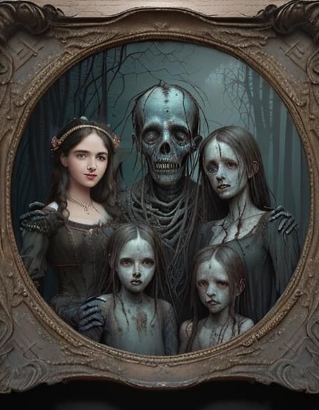 Eerie Family Portrait in Beksiński Style