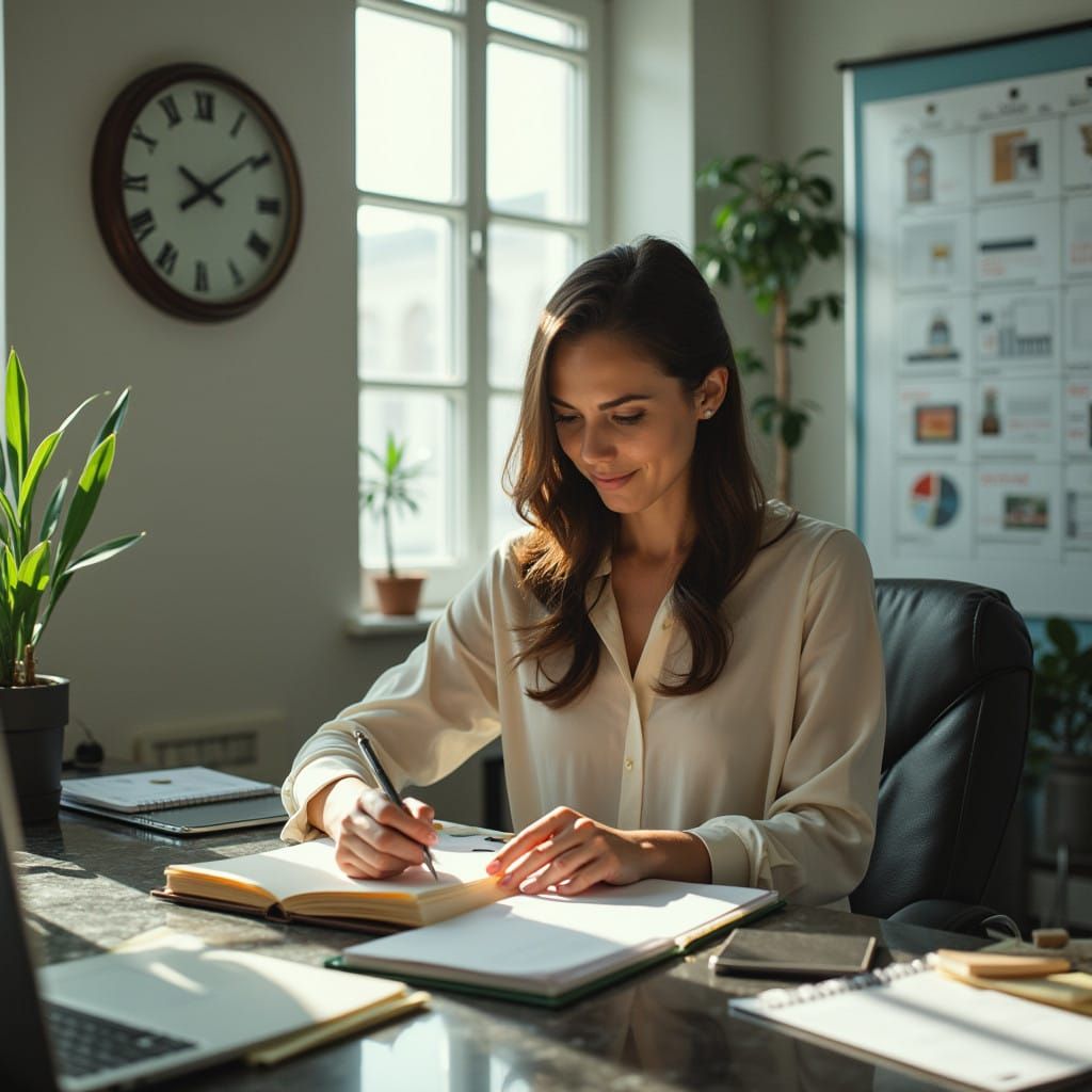 Elegant Business Professional in Modern Office Setting