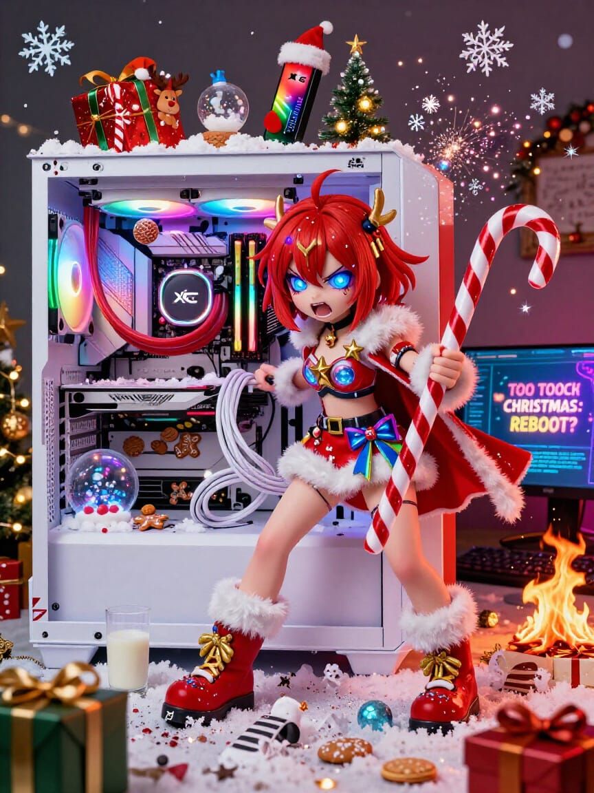 Chaotic Christmas Gaming PC Explodes with Holiday Cheer