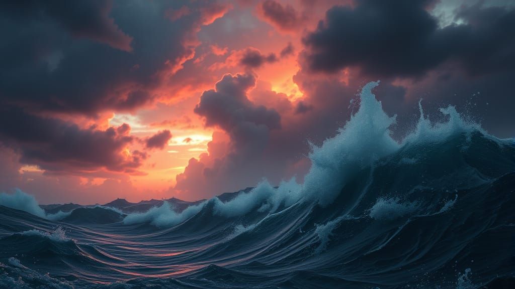 stormy ocean angry sky detailed matte painting, deep color, fantastical, intricate detail, splash screen, complementary ...