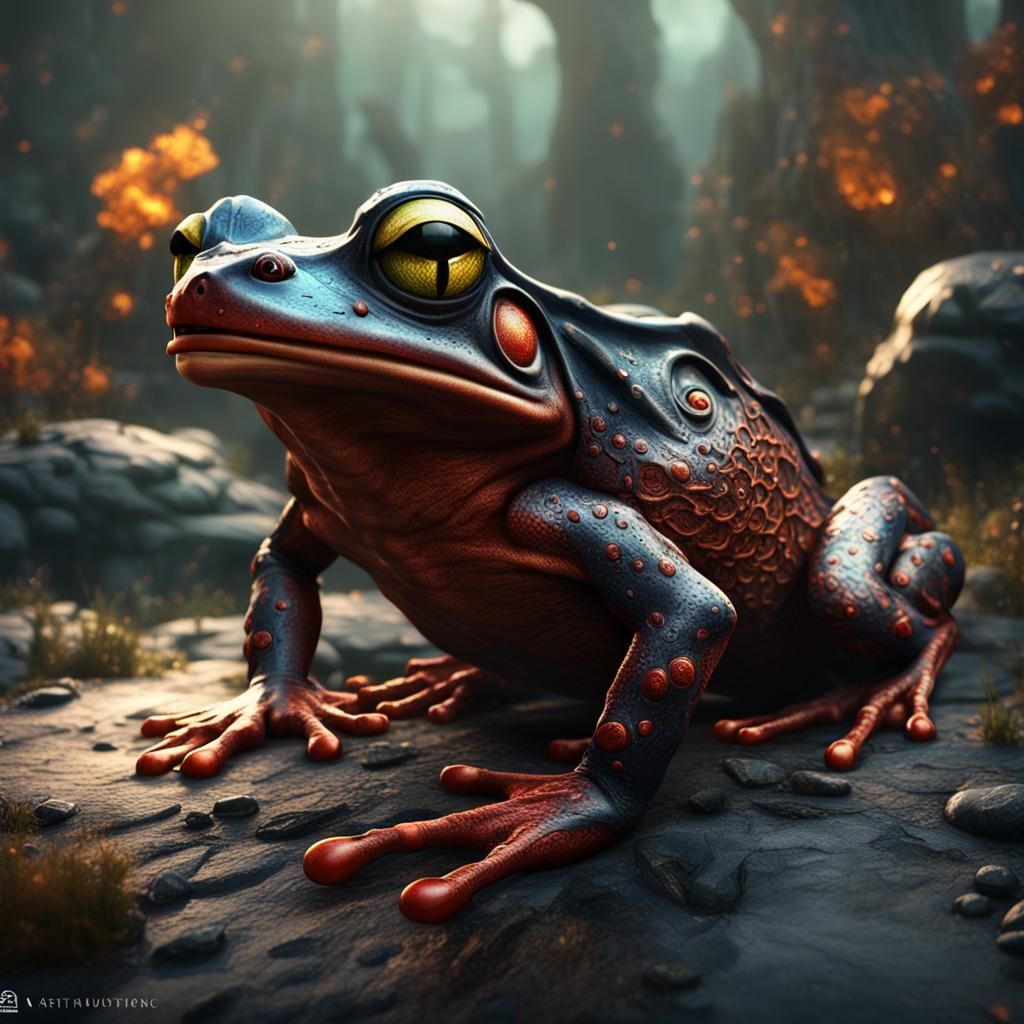 Detailed Demon Frog Fantasy Concept Art