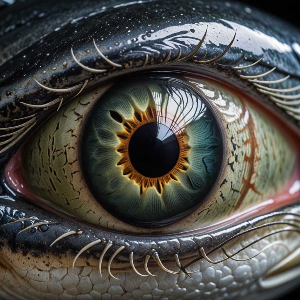 Ultrarealistic Macro Photograph of a Mackerel's Eye