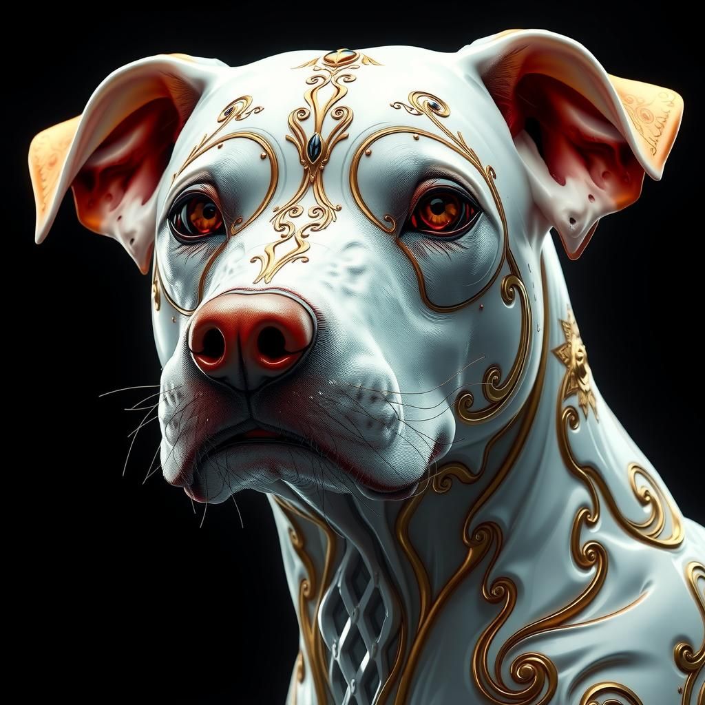 Diamond Clockwork Dog Portrait in Hyperrealistic Style
