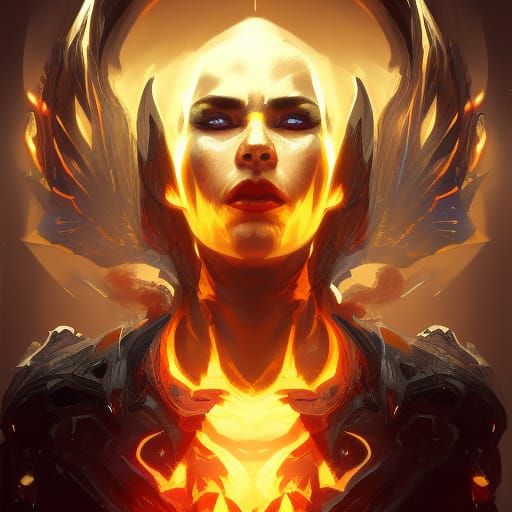 Detailed Hellfire Bat Portrait in Art Nouveau Style