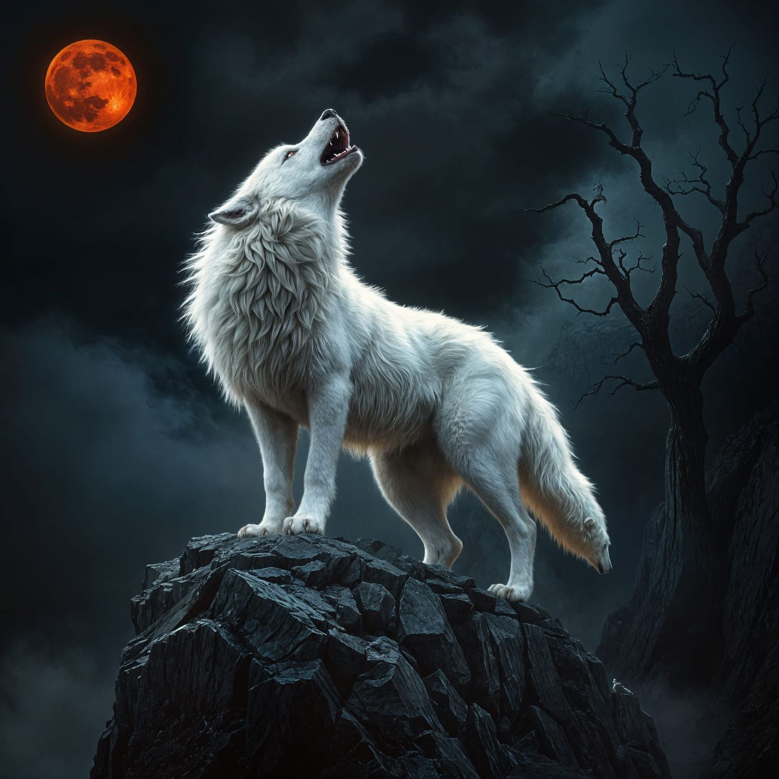 Ethereal Wolf Bays at Blood Moon