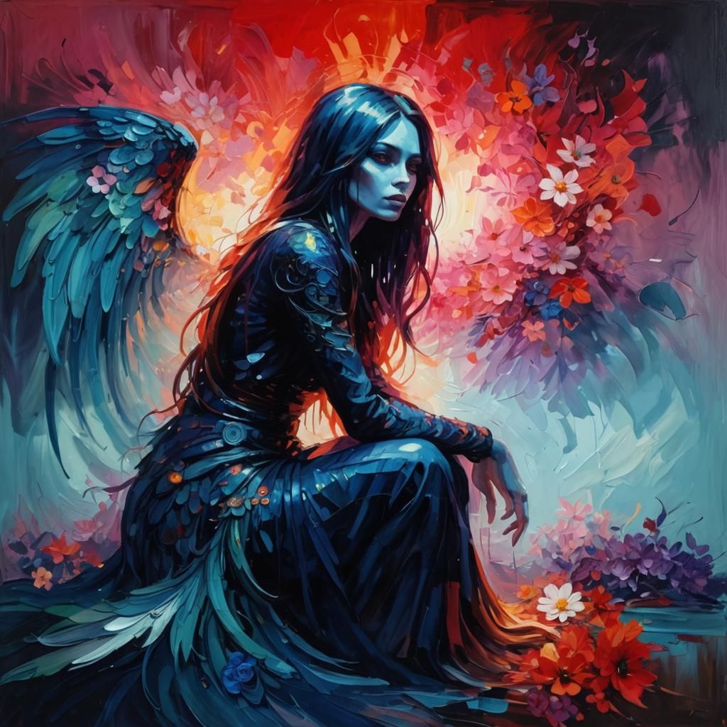 Monster Girl Portrait in Expressionist Oil Painting Style