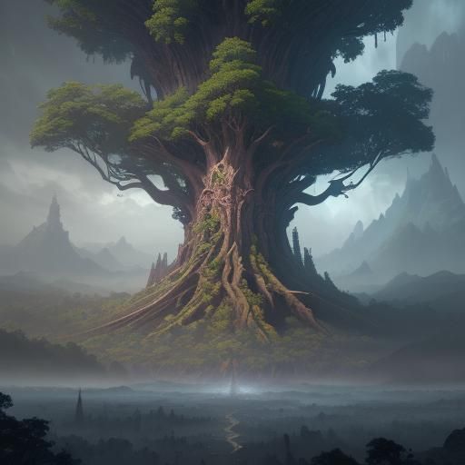 Towering World Tree: Fantasy Concept Art
