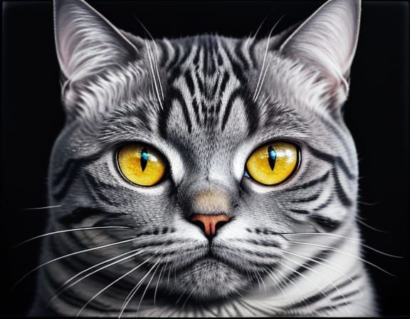 Surreal Silver Tabby Cat in Mixed Media Photographic Art