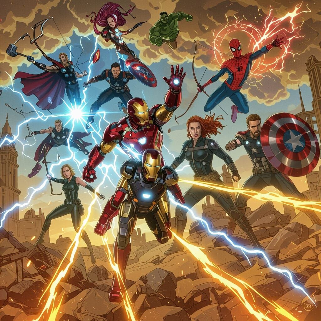 Avengers Assemble: Epic Cinematic Heroic Group Pose