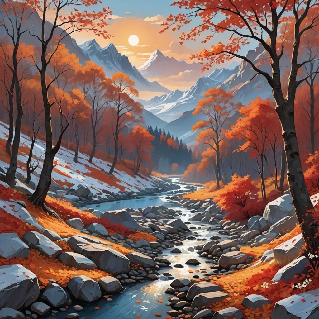 Autumn and Winter Merge in Dreamlike Landscape