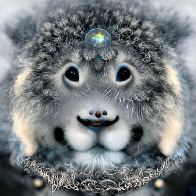 Adorable Fuzzy Orb Creature in Ethereal 3D Rendering