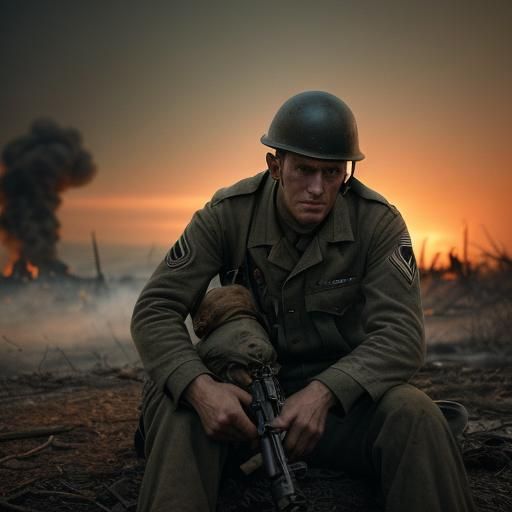Emotional WWII Soldier Film Still