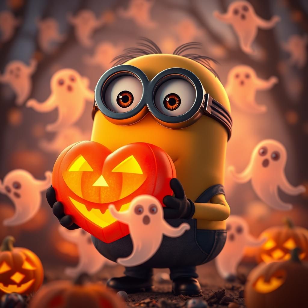 Bob the Minion's Halloween with Jack-o-Lantern