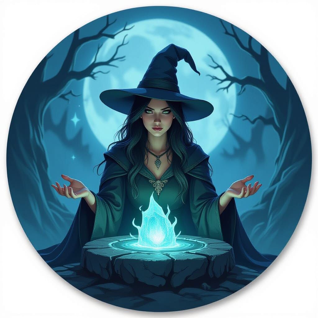 Mystical Witch at Obsidian Altar