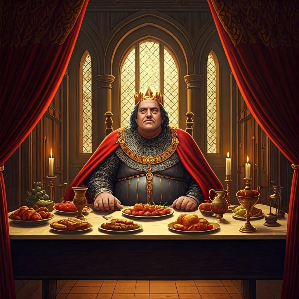 Medieval King in Banquet Hall Feast