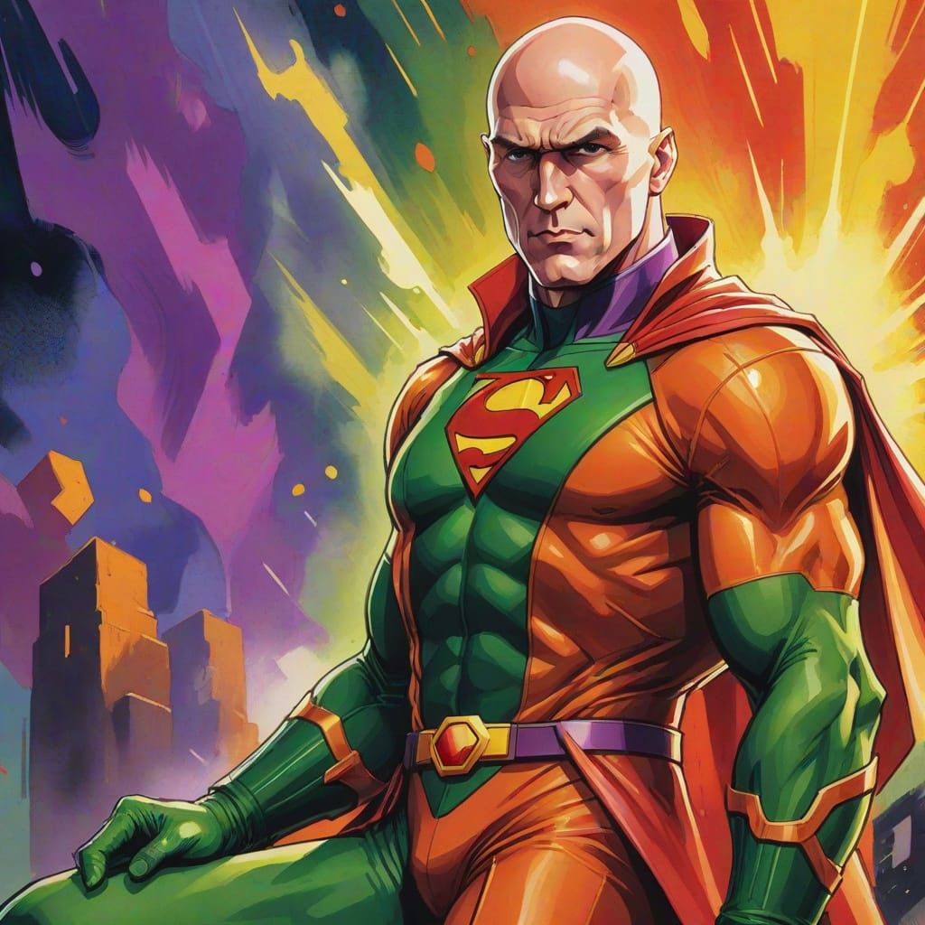 Lex Luthor Scheming: A Gouache Comic Book Portrait