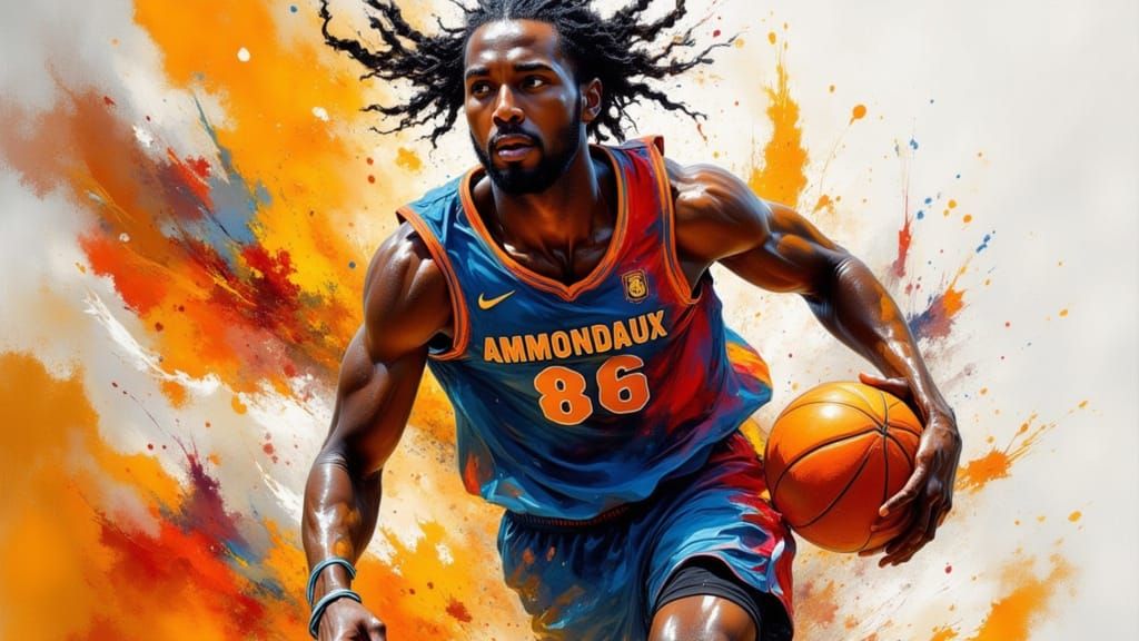 Basketball Player in Futuristic Art Nouveau Style