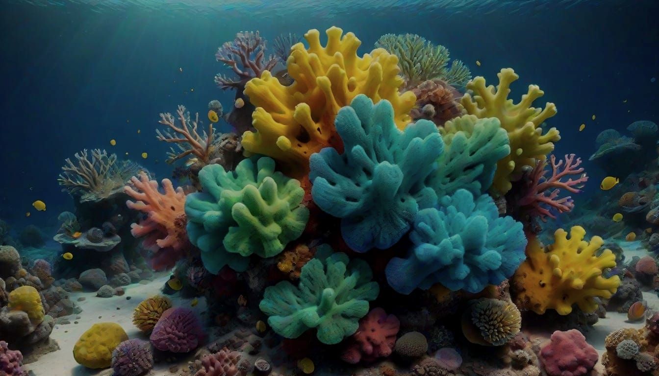 Spectacular Multicolor Callyspongia Plicifera in Photorealis...