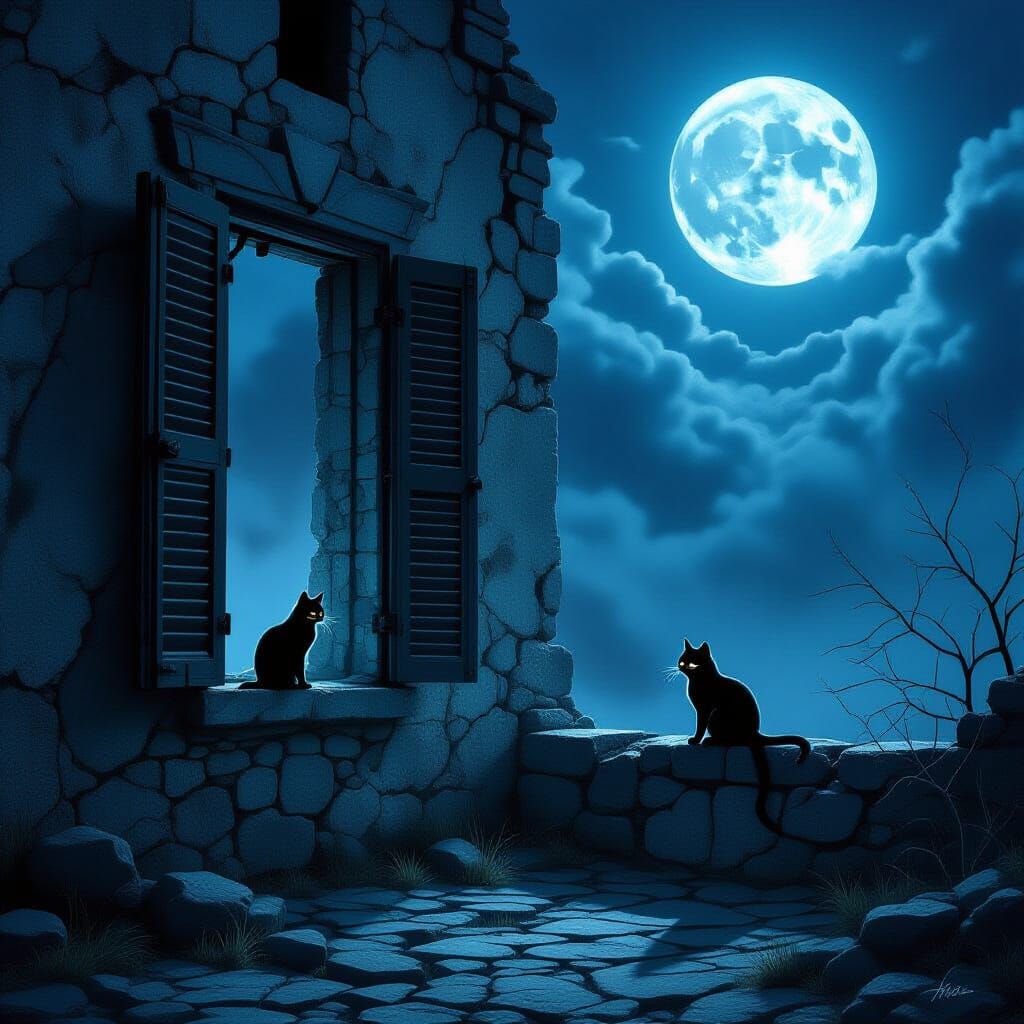 Moody Moonlight Illuminates Ancient Building