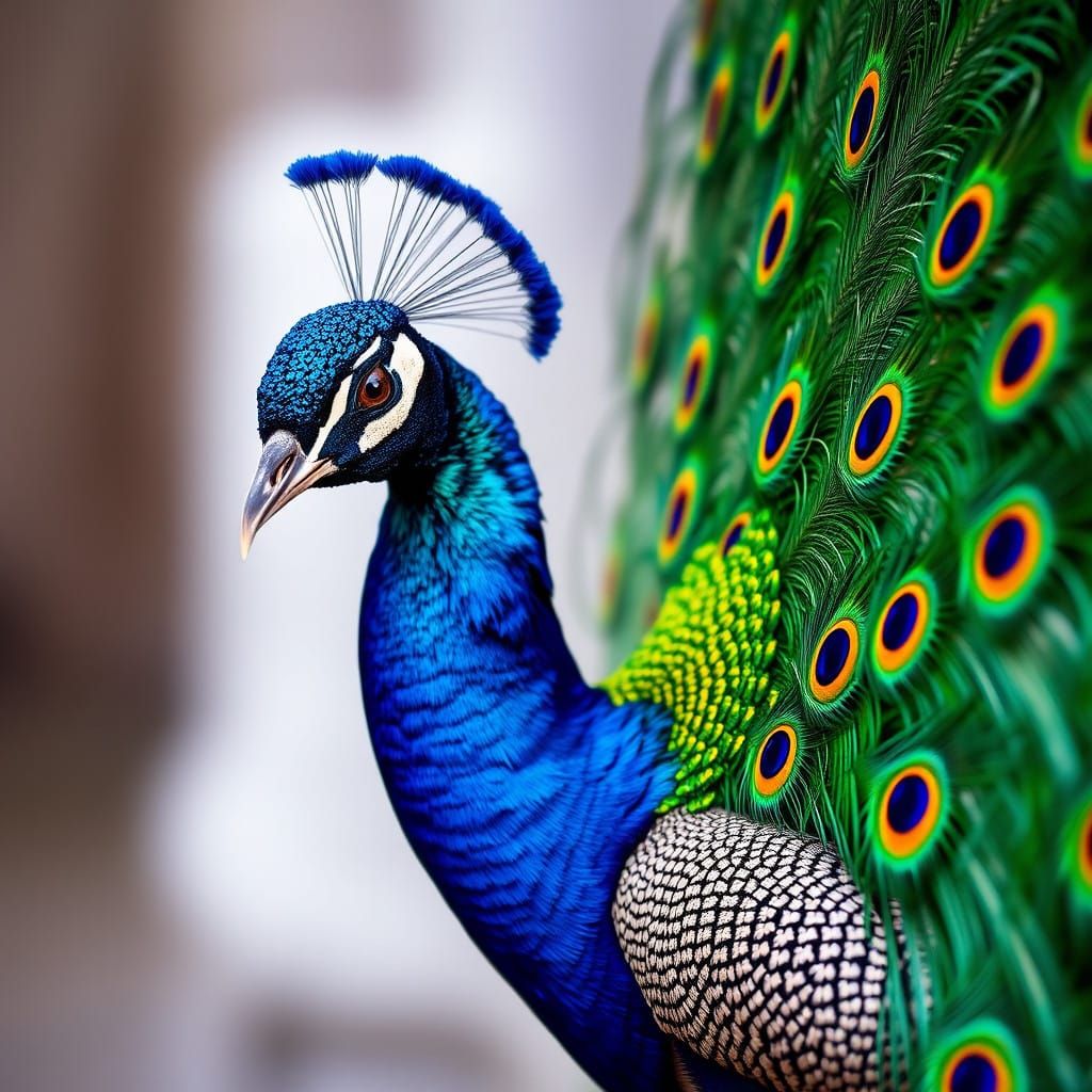 Majestic Peacock in Vibrant Colorful Plumage
