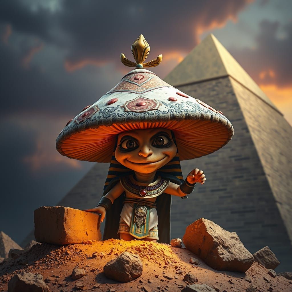 Egyptian Mushroom Builder of the Ancient Pyramid