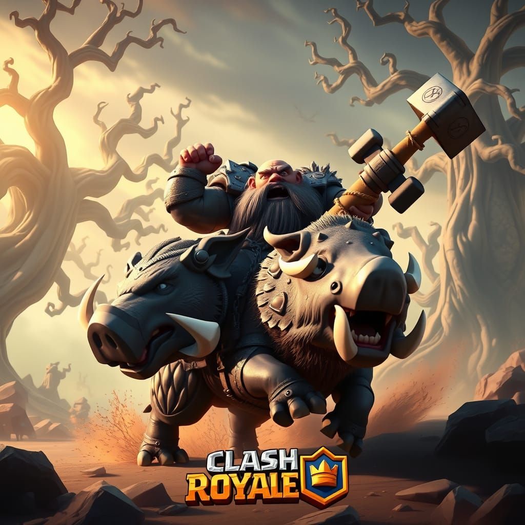 Majestic Boar Rider Charges into Battle
