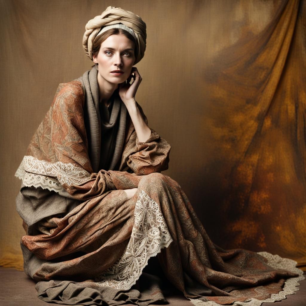 Lady in Charred Dress with Vintage Accessories