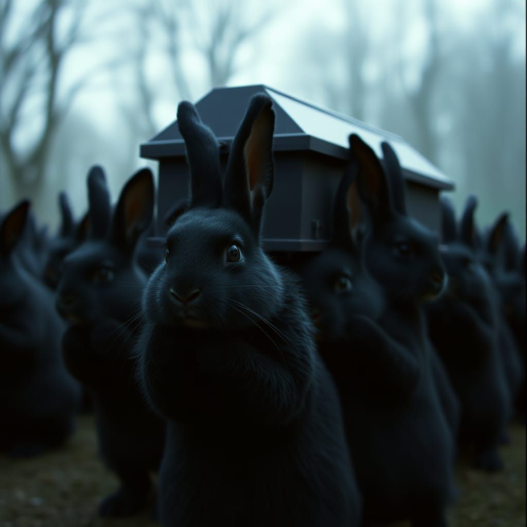 Black Rabbits' Funeral Procession: Cinematic Still