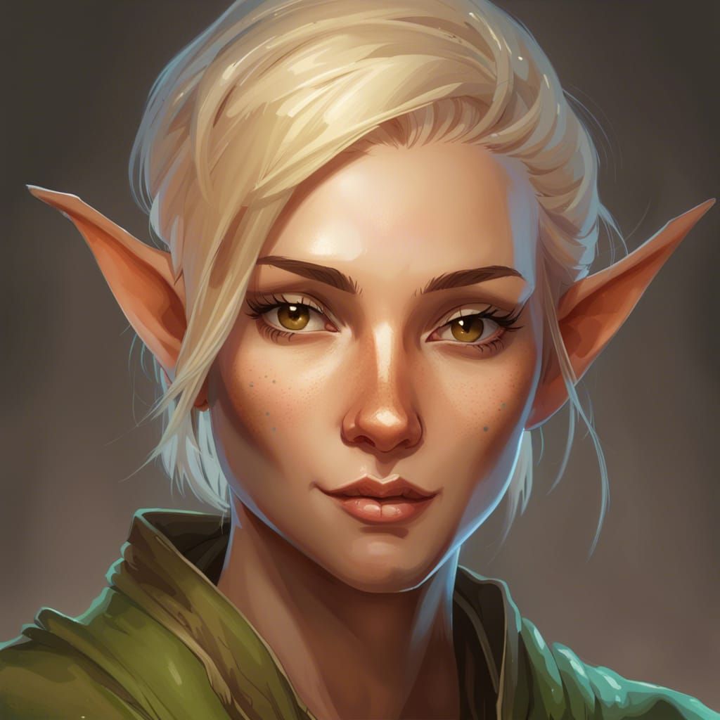 Elf Monk Portrait in Fantasy Style