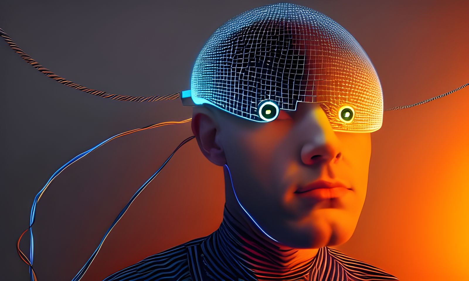 Man with TV Head in Digital Art Style