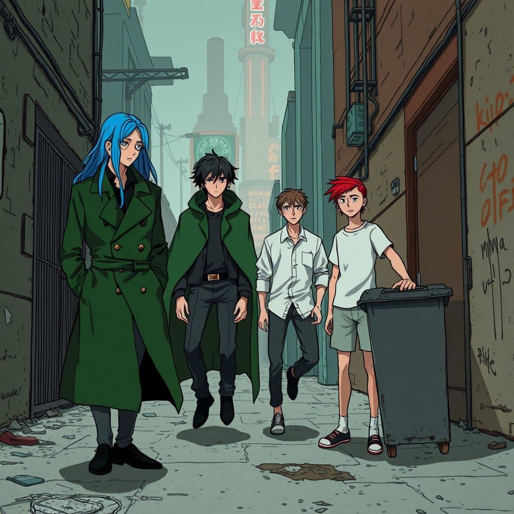 Futuristic Alley Landing in Studio Ghibli Style