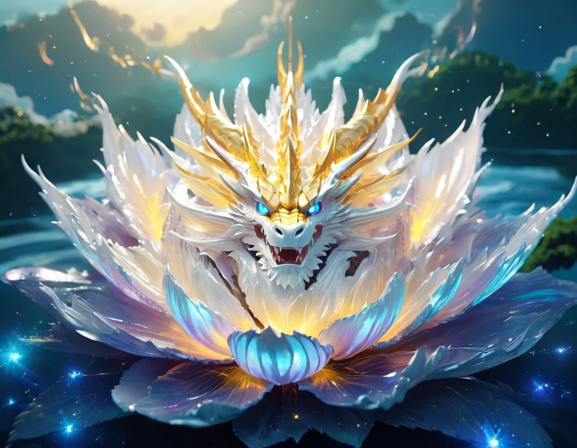 Majestic Dragon of Energy Soars Through Starlit Sky