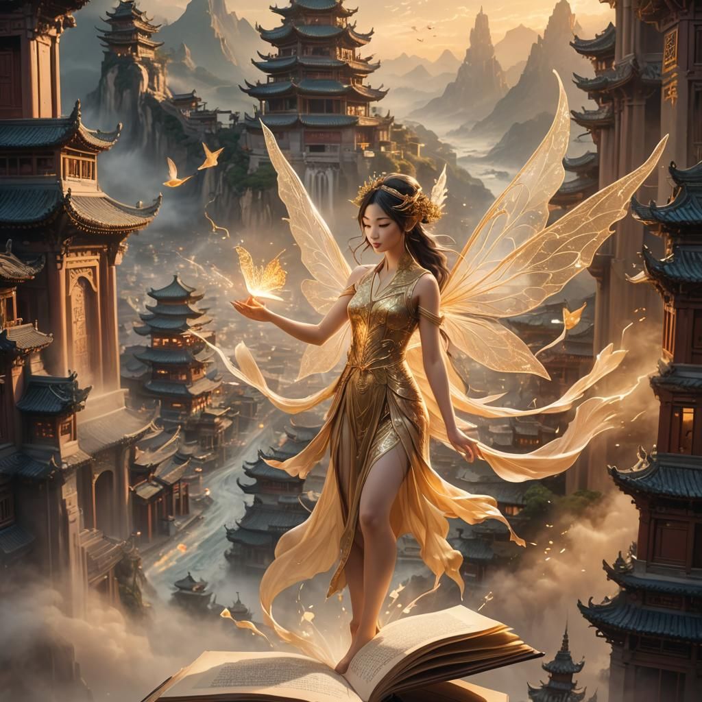 Fairy Soaring Over Ancient Chinese City Book