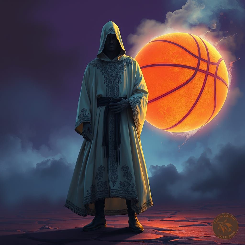 Basketball Hunter in Syd Mead-Inspired Digital Art