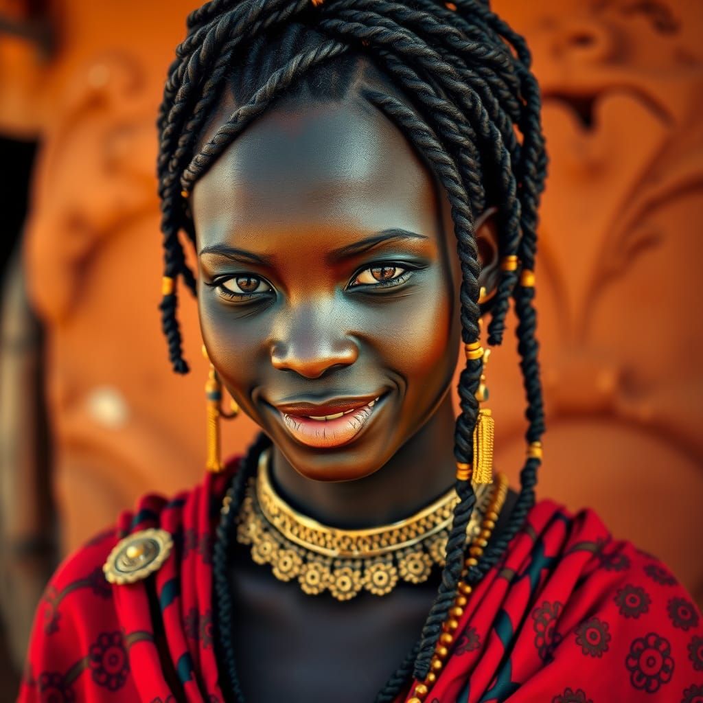 Ethiopian Woman in Traditional Dress, Expressive Portrait