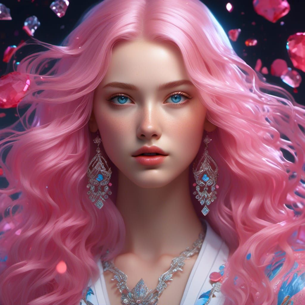 Diamond Girl Portrait in Hyperrealistic Digital Art