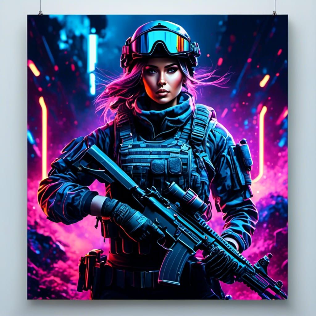 Attractive Futuristic Female Soldier