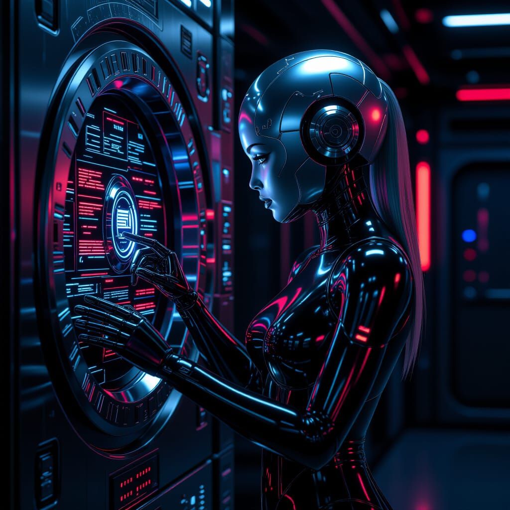 Futuristic Robot Safecracker in Detailed Matte Painting
