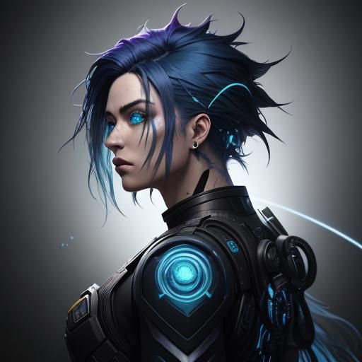 Vibrant Cyberpunk Girl Portrait in High Resolution