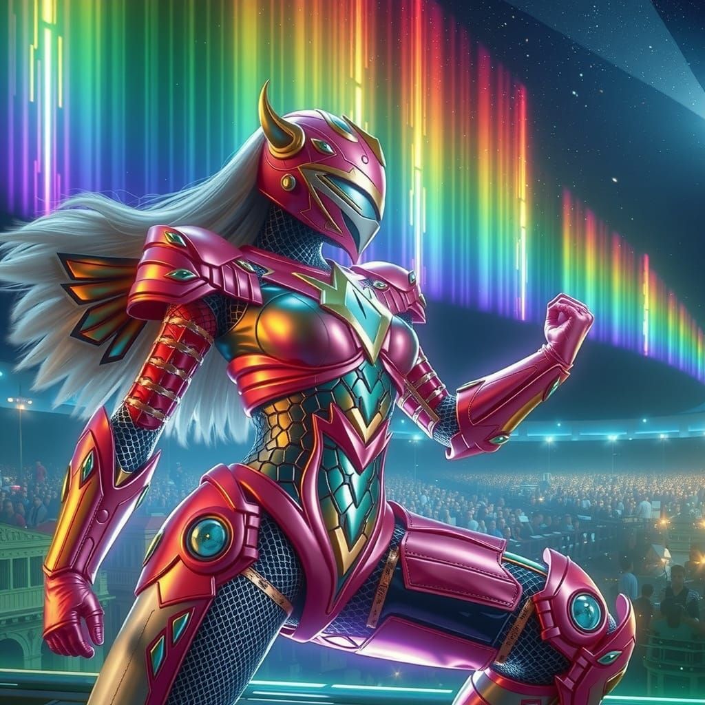 Glamorous Gothic Wrestler in Cinematic Splendor