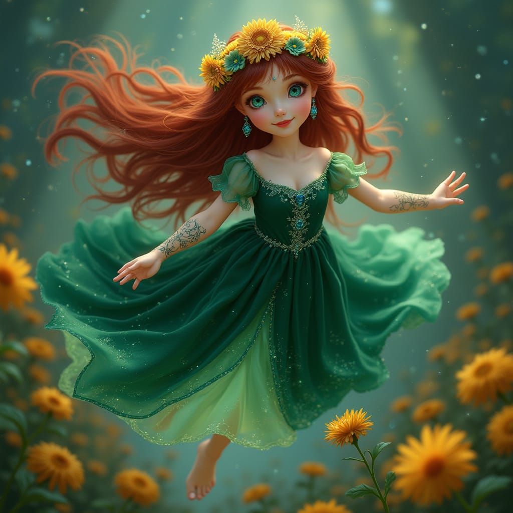 Medieval Princess in Whimsical Forest Attire