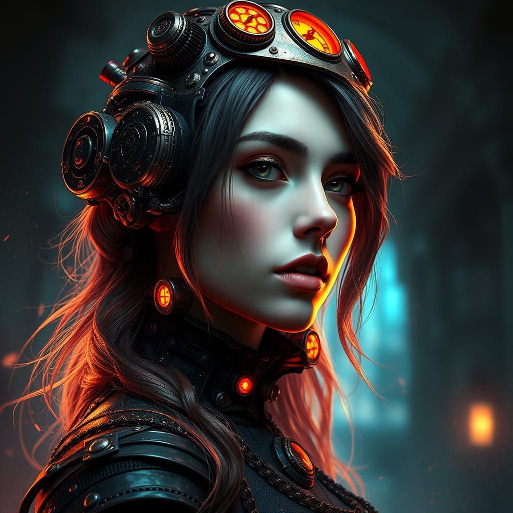 Steampunk Gothic Woman Portrait in 8k Resolution